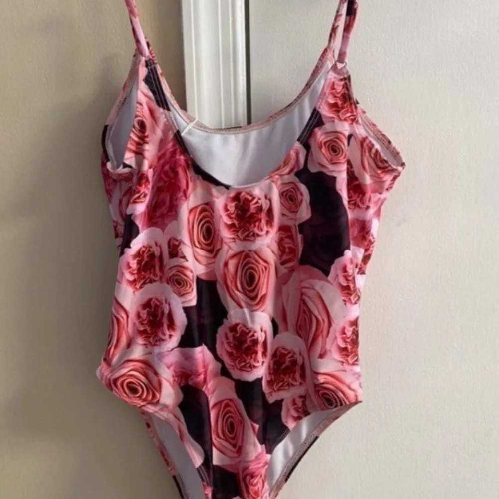 Brazilian Floral Rose Print Swimsuit Large NWT